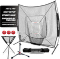 PowerNet Baseball Softball Practice Net 7x7 with Baseball Accessories for Practice Pitching, Batting & Fielding, Ball Caddy, Weighted Baseballs, Tee