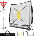 VIVOHOME Baseball Softball Hitting Net with Large Ball Collection System, 7 x 7 ft Baseball Batting Pitching Net with Tee, 2 Strike Zone, Carry Bag