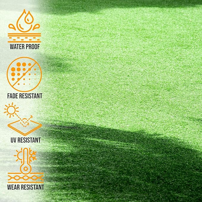 Ottomanson Artificial Turf Golf Hitting Mat 6'6" x 24' Indoor/Outdoor Waterproof Synthetic Fake Grass for Putting Practice Baseball Football Sports Gym Backyard, Custom Size 2' up to 30'