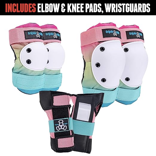 Triple Eight Saver Series 3-Pack Pad Set– Ideal for Skateboarding, In-line Skating, Roller Skating, and Biking