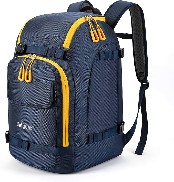 Unigear Ski Boot Bag, 50L Ski Boot Travel Backpack for Ski Helmet, Goggles, Gloves, Skis, Snowboard & Accessories (Blue)