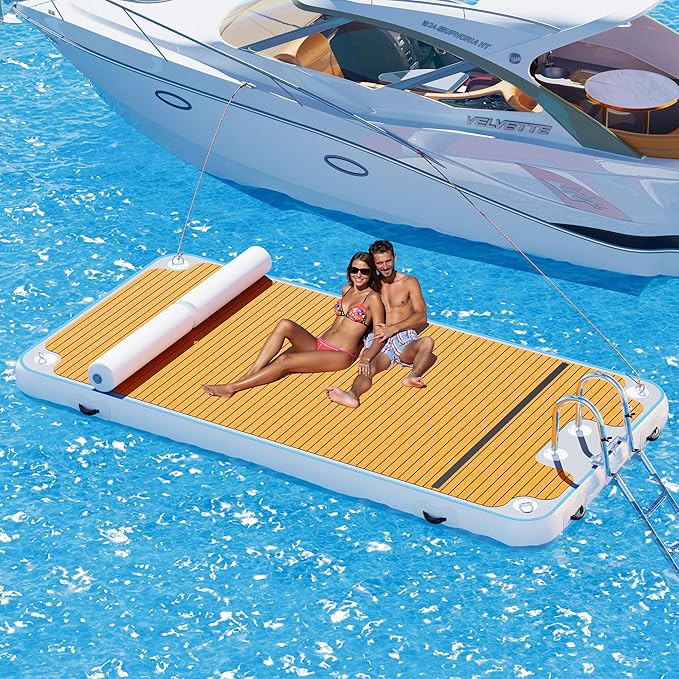 Specraft Inflatable Floating Dock, Non-Slip Air Dock Platform loating Island Raft with Rope Ladder for Pool Lake Beach Ocean