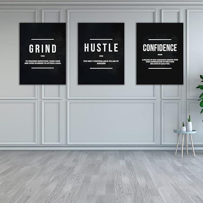 Yetaryy Motivational Poster Inspirational Wall Art 3 Pieces Canvas Painting Lion Artwork for Living Room Office Modern Home Decor Prints Pictures Wall Decor Framed Ready to Hang [36''Wx 16''H]