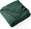 Carriediosa 100% Cotton Muslin Throw Blanket 108" X 90" King Size，4-Layers Summer Gauze Throws for Bed Couch，Soft Lightweight Breathable Linen Blankets Bedspread for Adults All Season，Dark Green