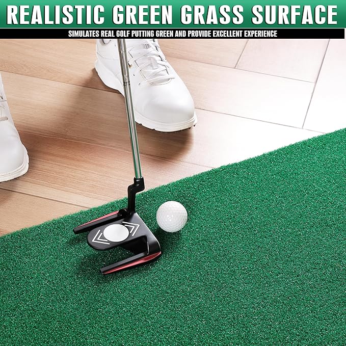 CHAMPKEY Golf Putting Green Indoor - Advanced Guides Golf Putting Mat - Enhance Putting Accuracy and Challenge