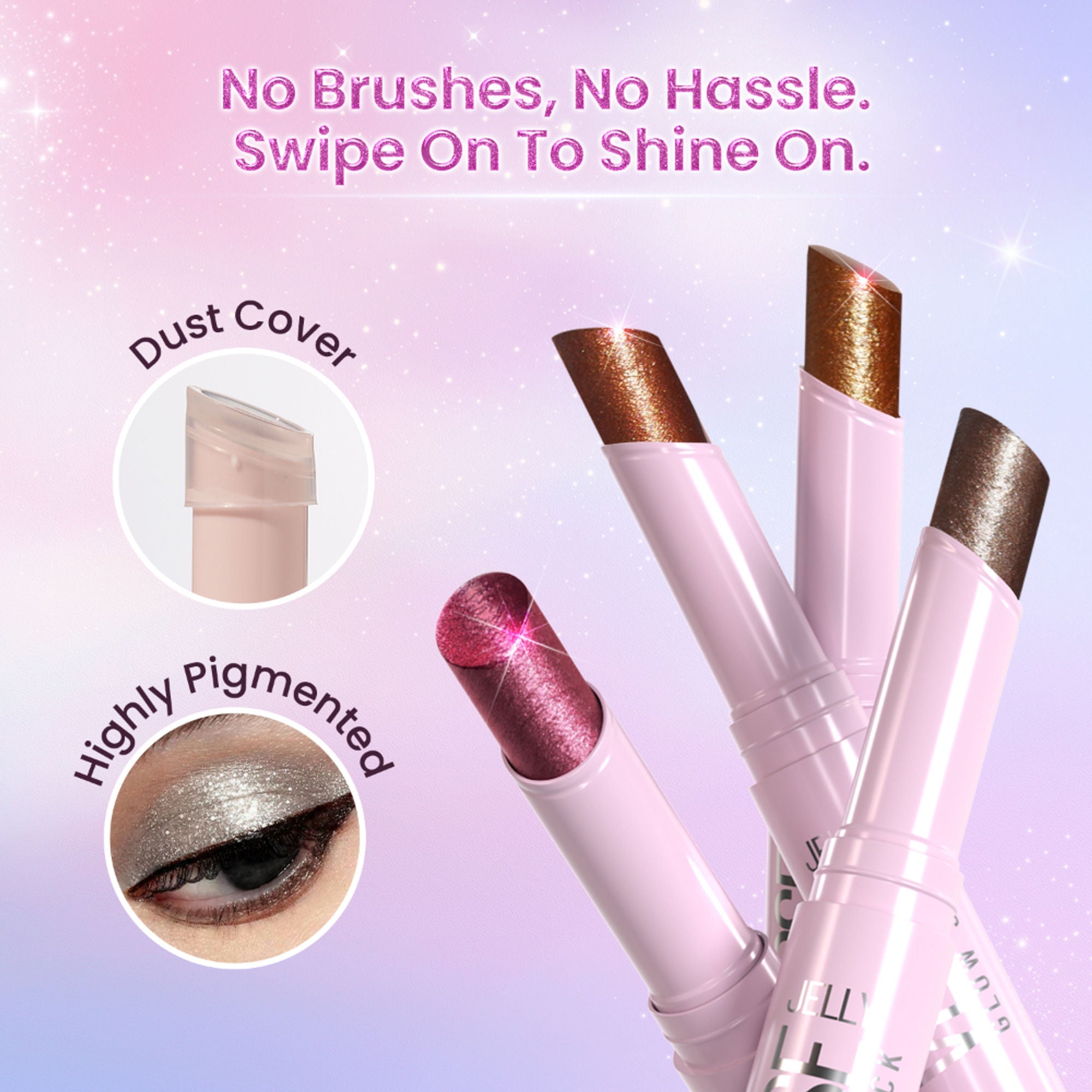 Swiss Beauty Jelly Verse Glow Eyeshadow Stick , Rich Color Payoff, Crease-Proof - Moon Drip
