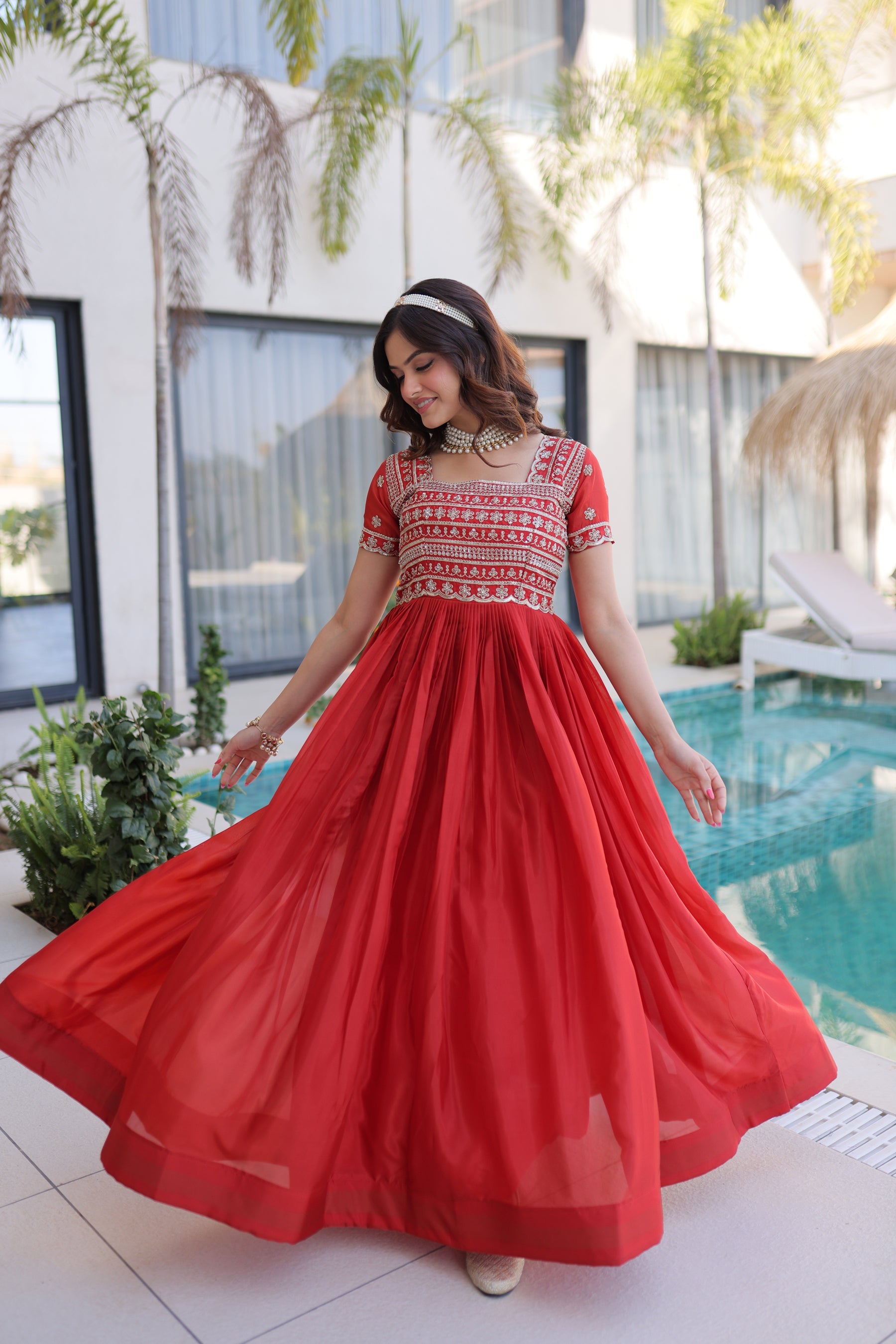 Lorenvalley Fashion Fenta H O Silk with Sequins & Zari with Pipe Beads Embroidered work Gown