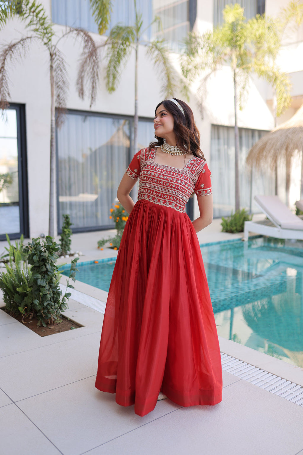 Lorenvalley Fashion Fenta H O Silk with Sequins & Zari with Pipe Beads Embroidered work Gown