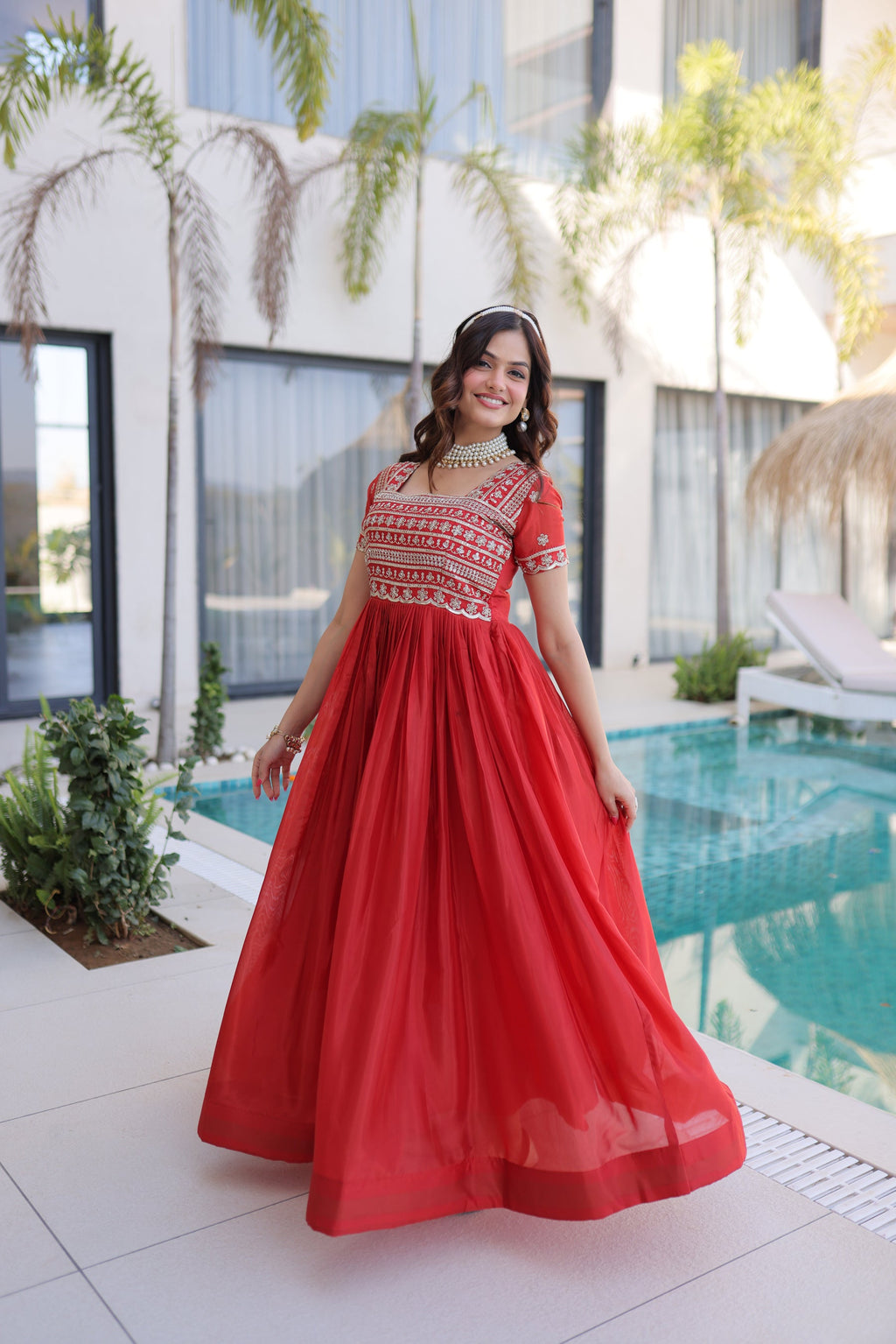 Lorenvalley Fashion Fenta H O Silk with Sequins & Zari with Pipe Beads Embroidered work Gown