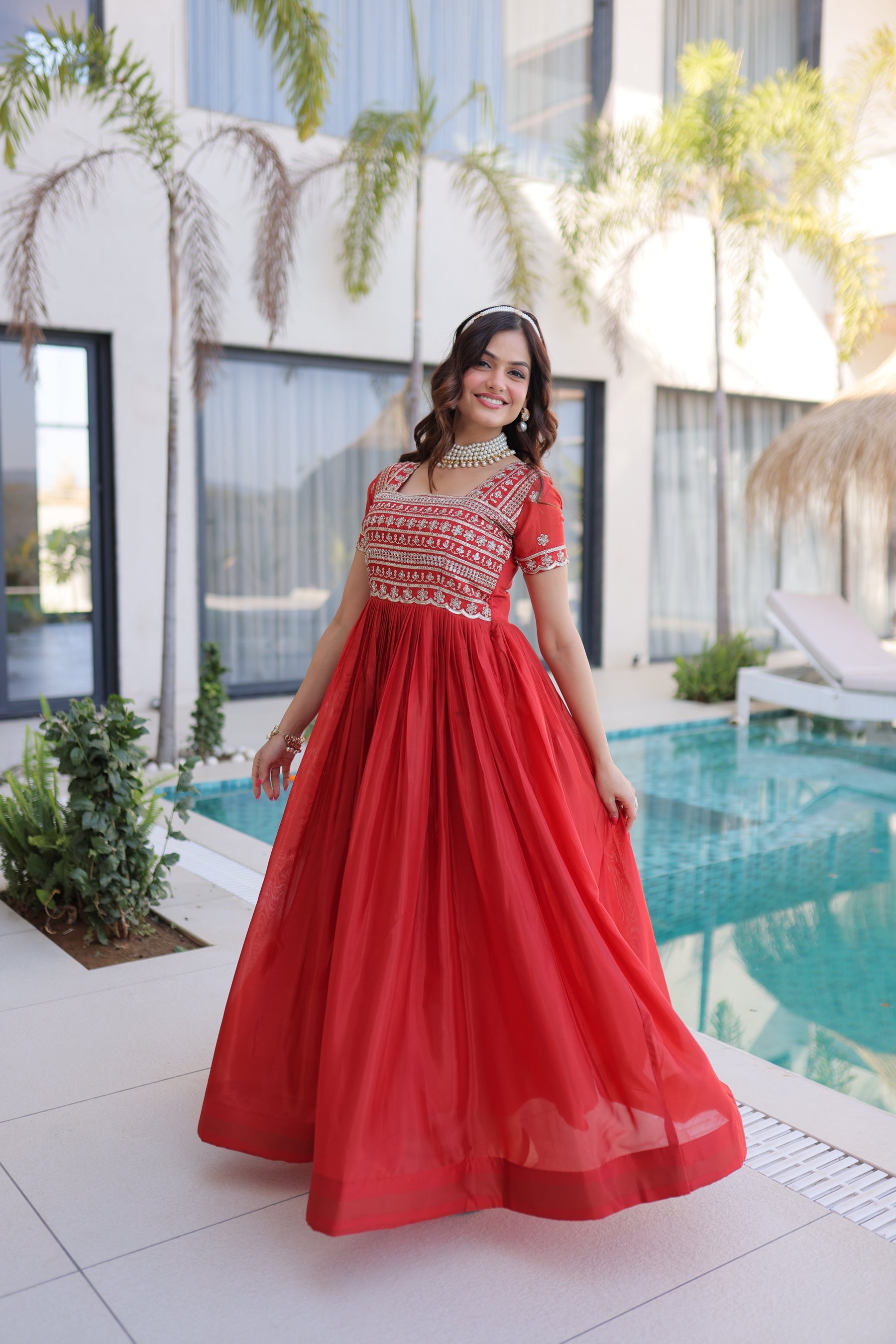 Lorenvalley Fashion Fenta H O Silk with Sequins & Zari with Pipe Beads Embroidered work Gown