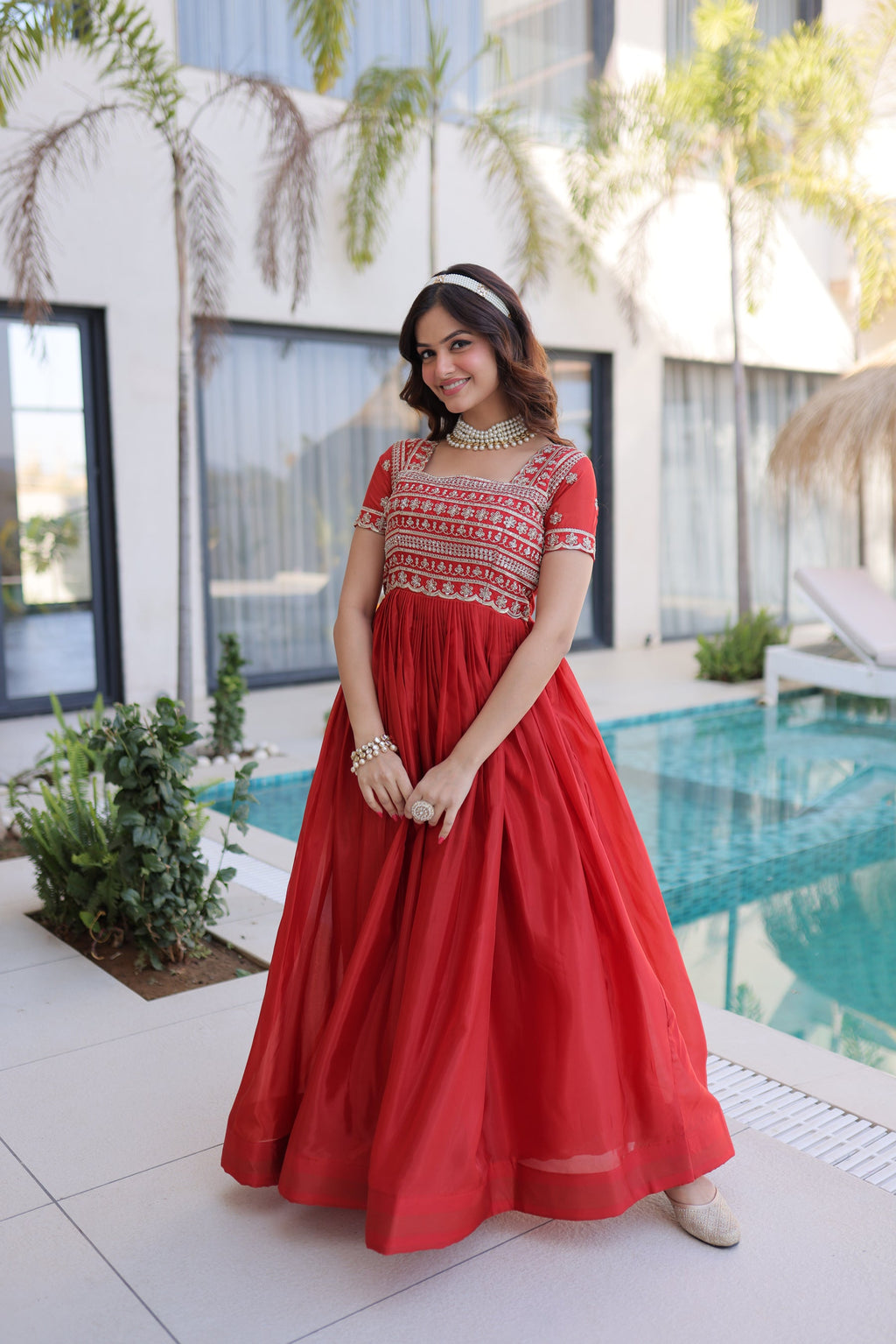 Lorenvalley Fashion Fenta H O Silk with Sequins & Zari with Pipe Beads Embroidered work Gown