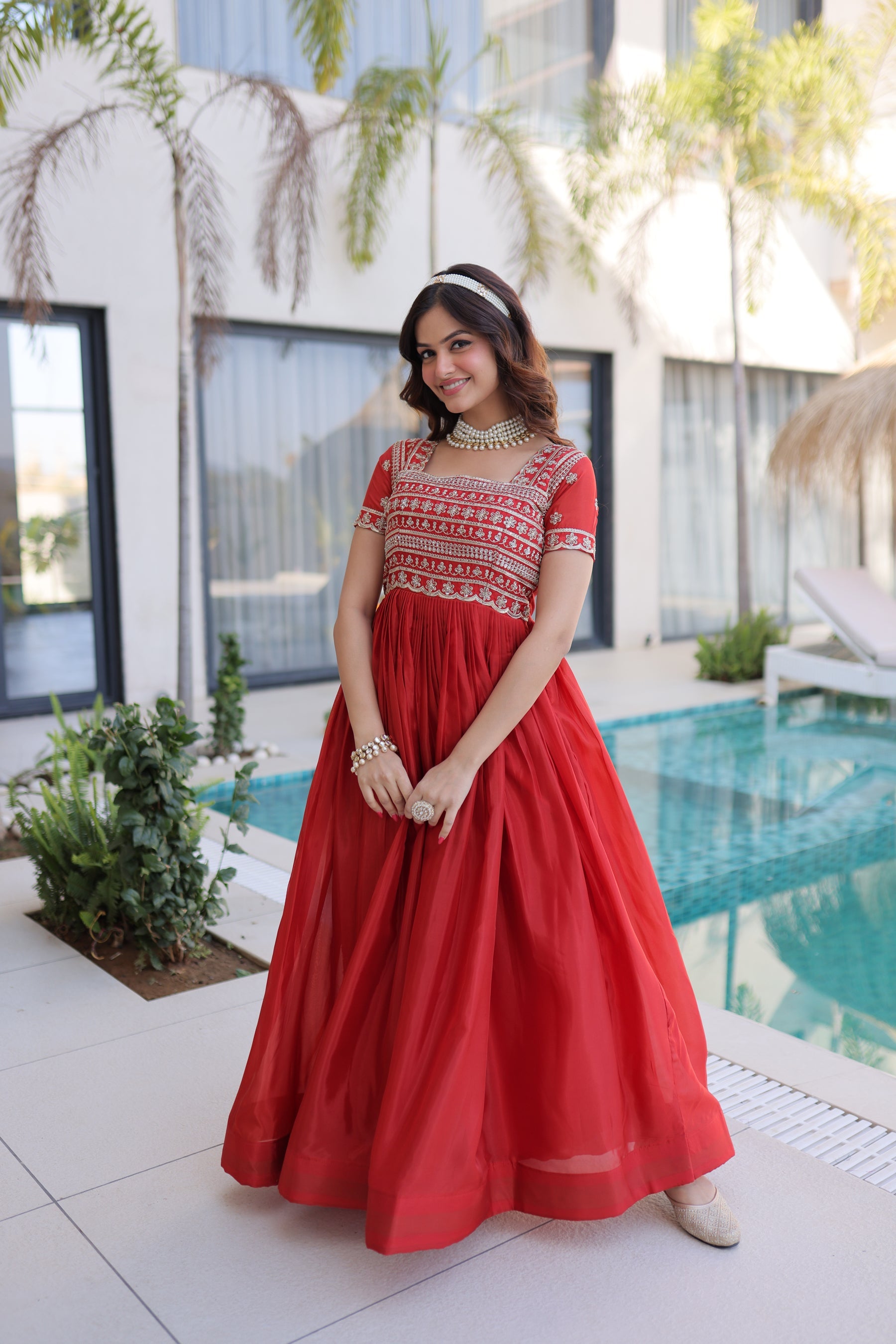 Lorenvalley Fashion Fenta H O Silk with Sequins & Zari with Pipe Beads Embroidered work Gown