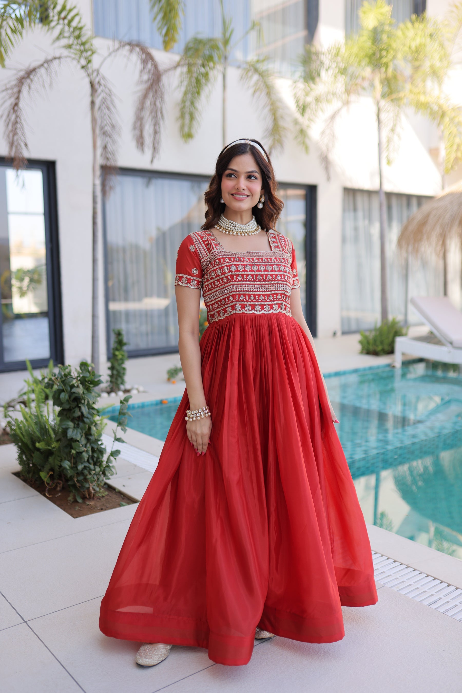 Lorenvalley Fashion Fenta H O Silk with Sequins & Zari with Pipe Beads Embroidered work Gown