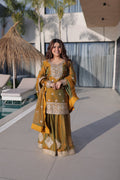 Lorenvalley Fashion Mehendi Fendy Chiffon with Zari Sequins Coding Embroidered work Kurta Palazzo with Dupatta