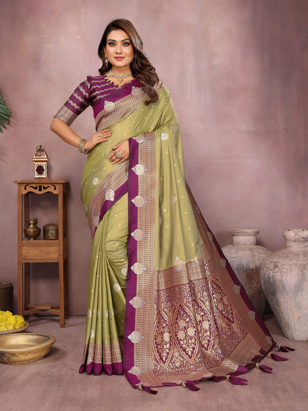 Aastha Fashion Pista Silk Sarees Weaving Saree