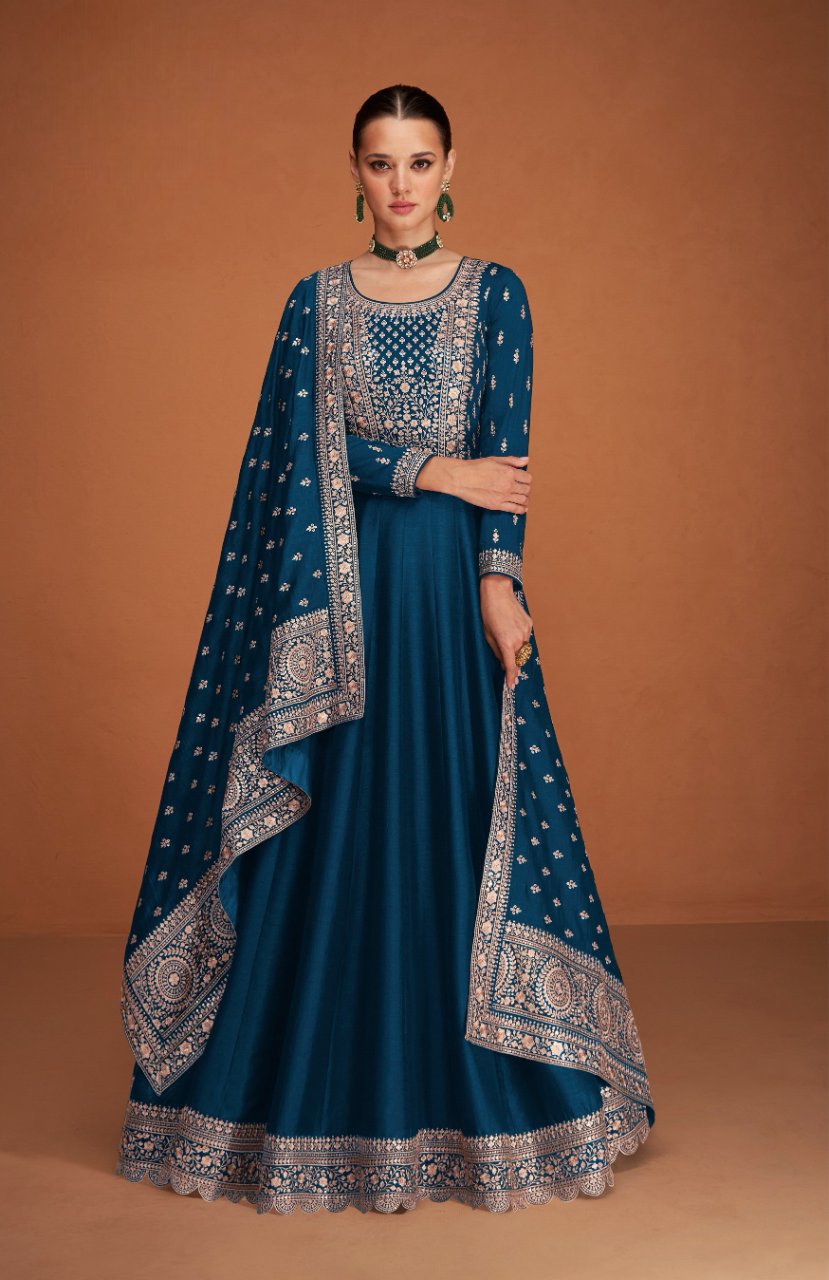 Anaita Navy_Blue Designer Embroidered Heavy Premium Silk Anarkali Suit