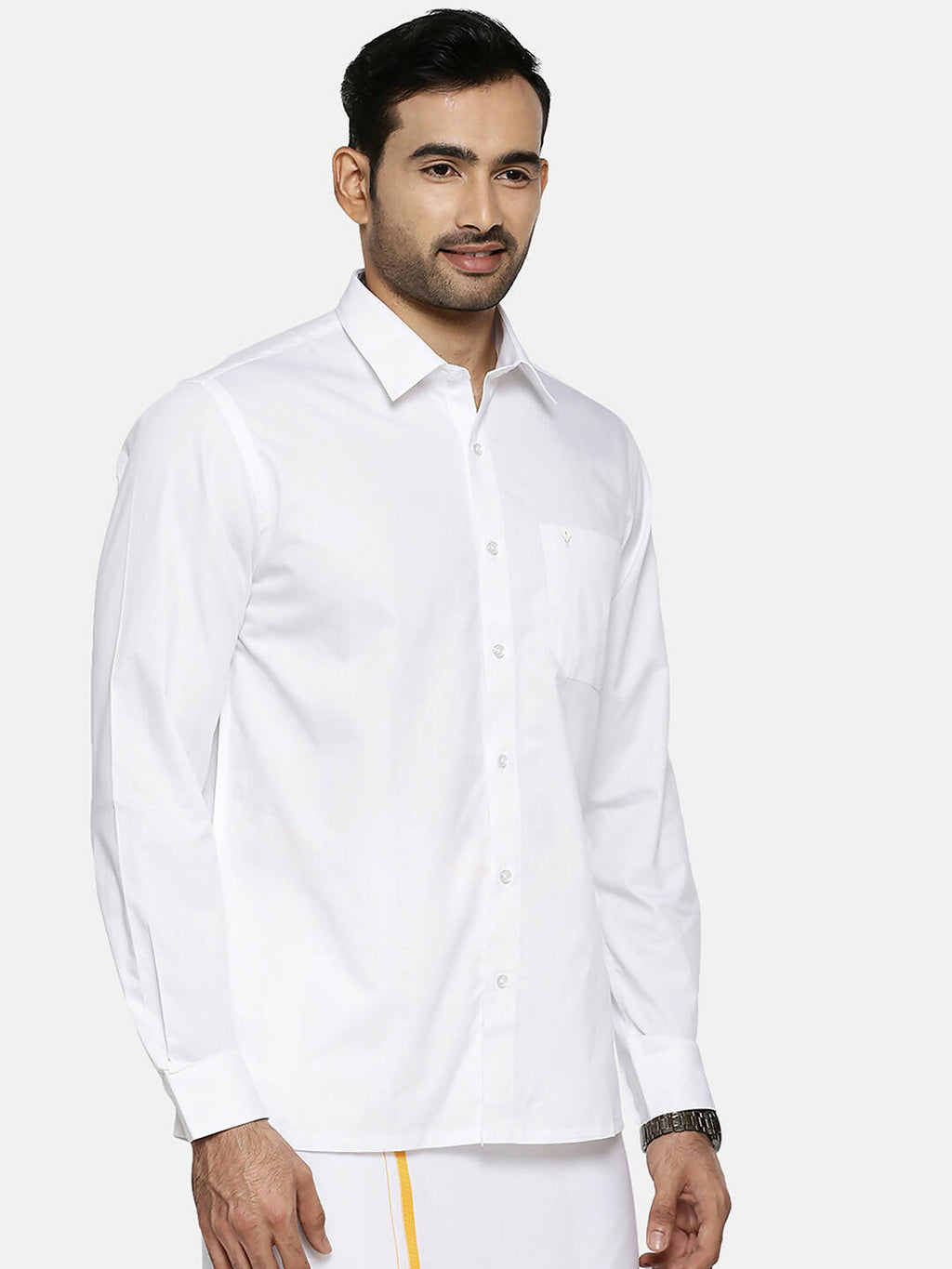 Ramraj Cotton Mens Full Sleeve Formal 100 % Cotton White Shirt