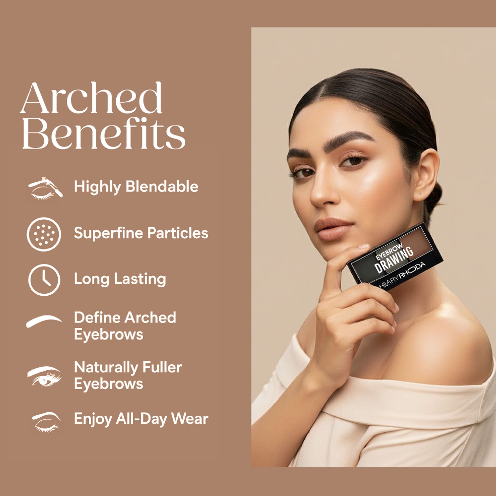 Hilary Rhoda Drawing Eyebrow Palette With 3 Natural Shades - 01
