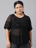 MKH Plus Size Typography Printed Dri-FIT Sports T-shirt