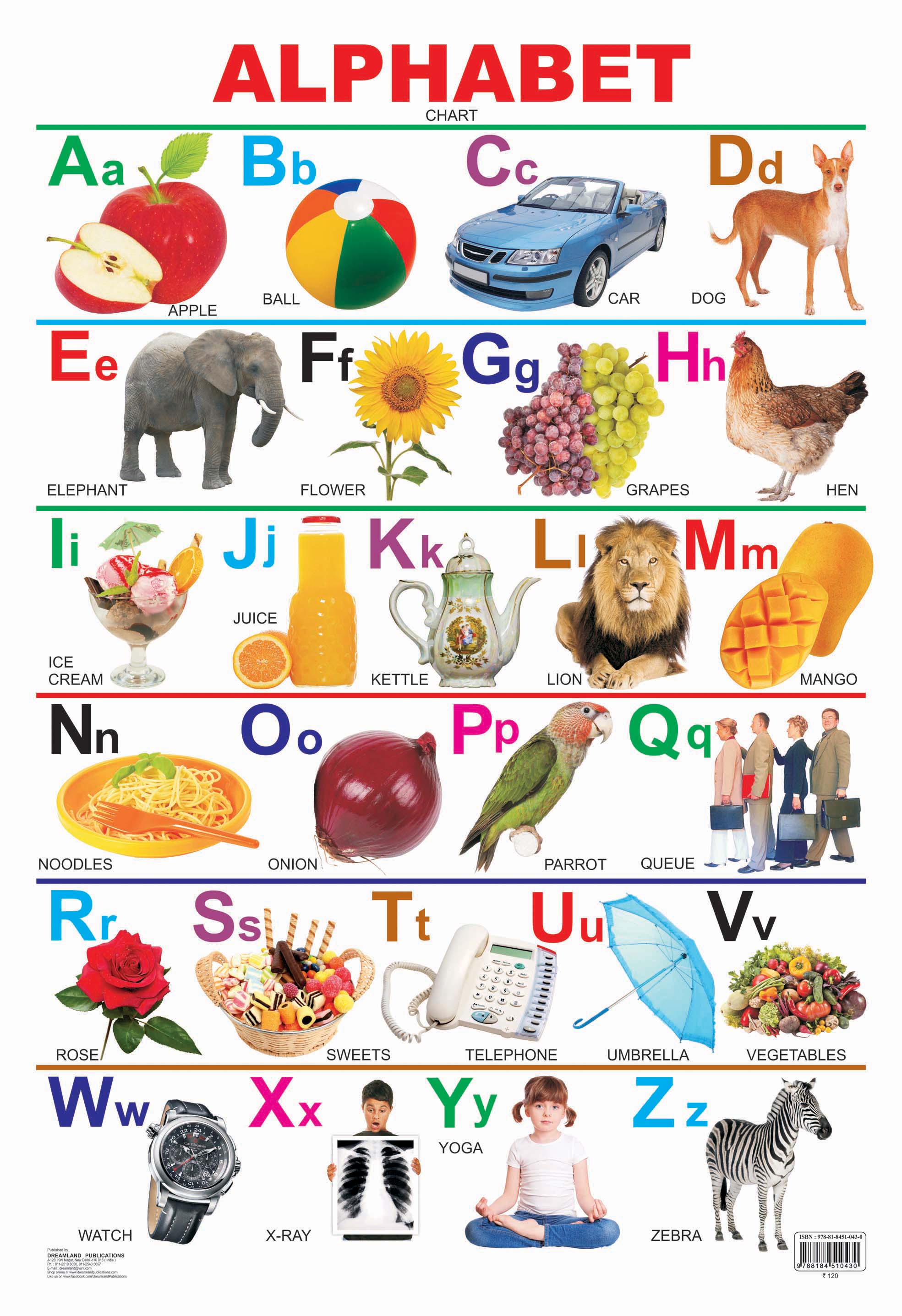 Dreamland Publications Educational Chart for Kids - Alphabet
