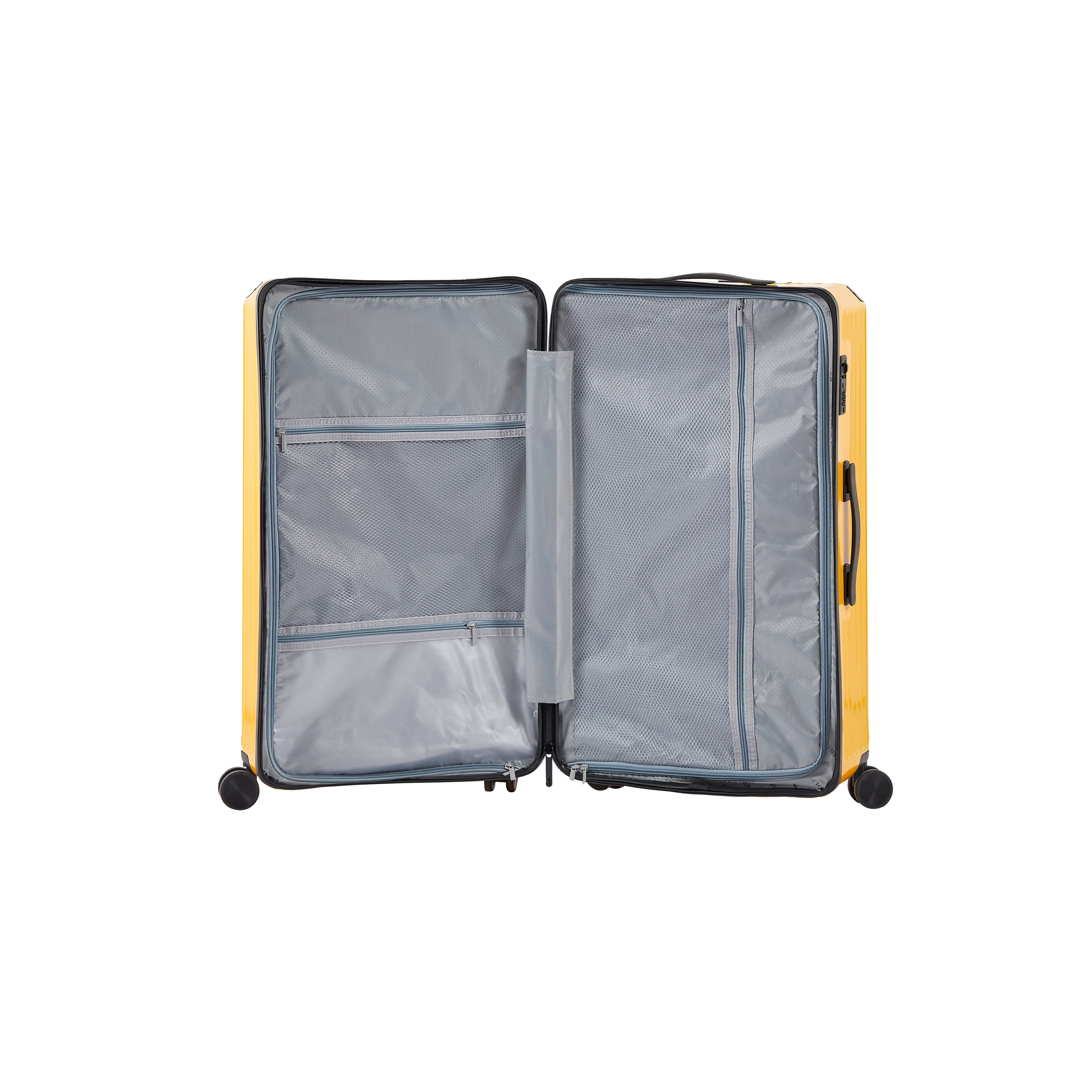 Luggage Set 4 pcs (20"/24"/29"/Travel Bag), PC+ABS Durable Lightweight Luggage with Collapsible Cup Holder TSA Lock, Yellow