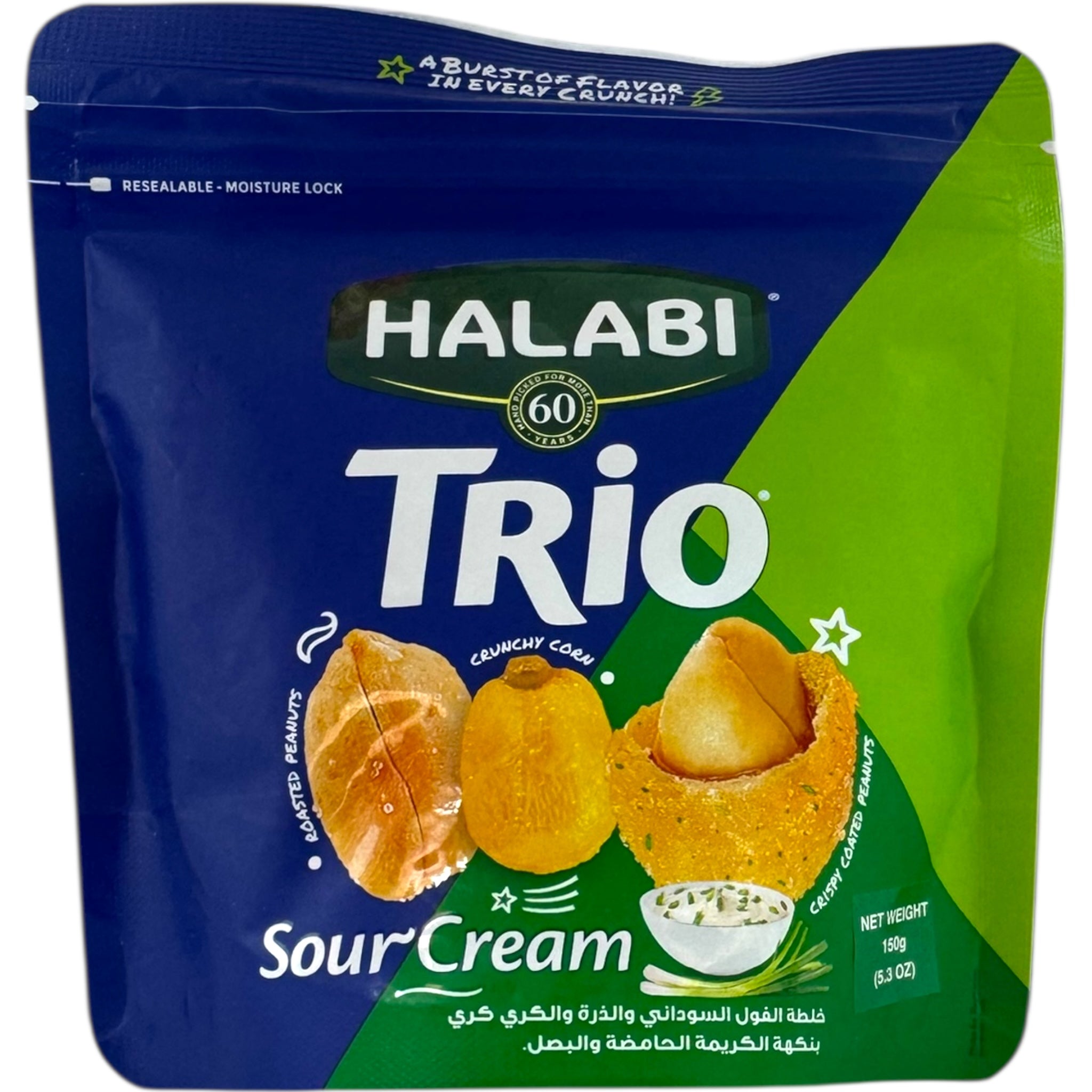 Halabi Trio Peanut Corn Snack – Sour Cream Flavor