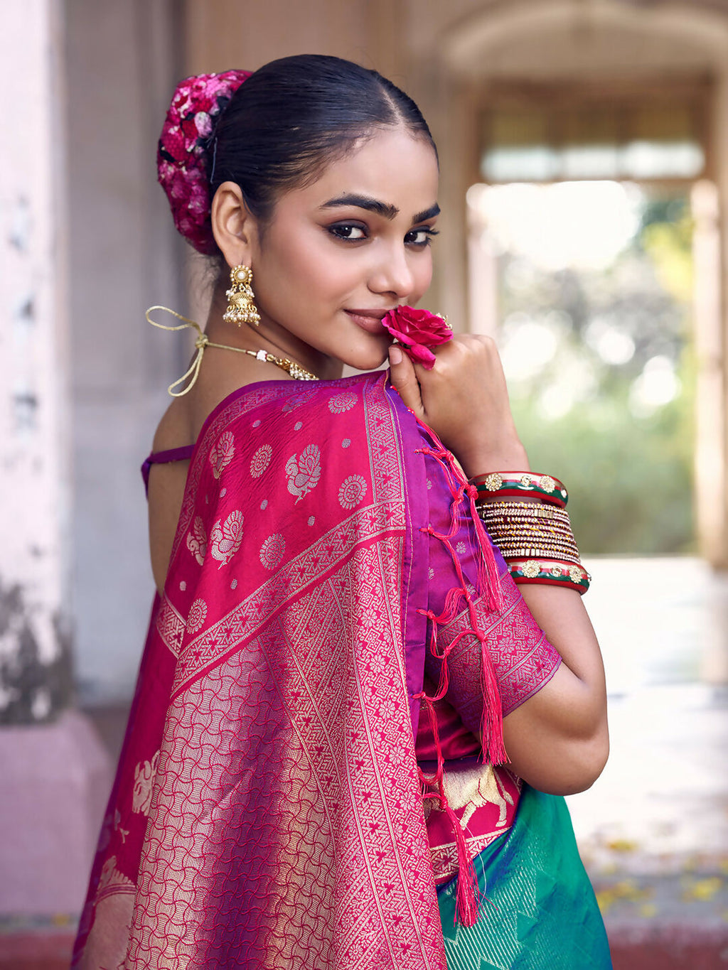 Shree Shyam Fashion Teal Soft Silk Saree