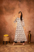 Joban Fashion Black Floral Hand Block Printed Cotton Kurta Pant Set