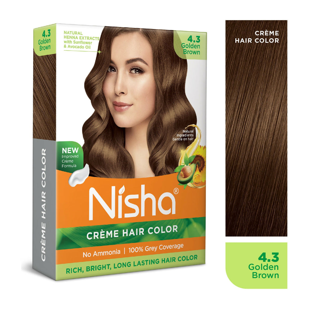 Nisha Creme Hair Color for Women - Golden Brown