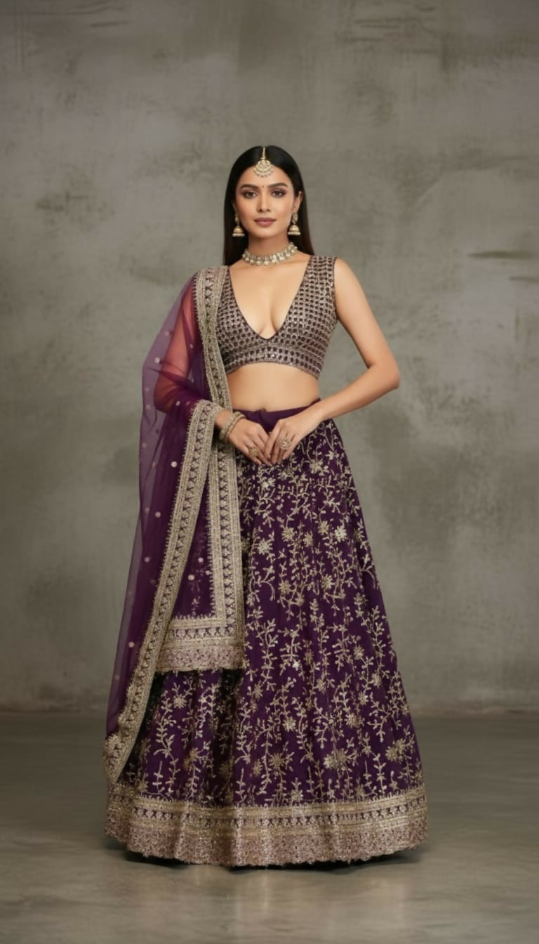 Lehenga Mart Designer Indian Wedding Lehenga Choli-Purple