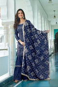 Teeya Creation Blue Colour Chinnon Silk Heavy Embroidery Work Fully Stitched Salwar Suit