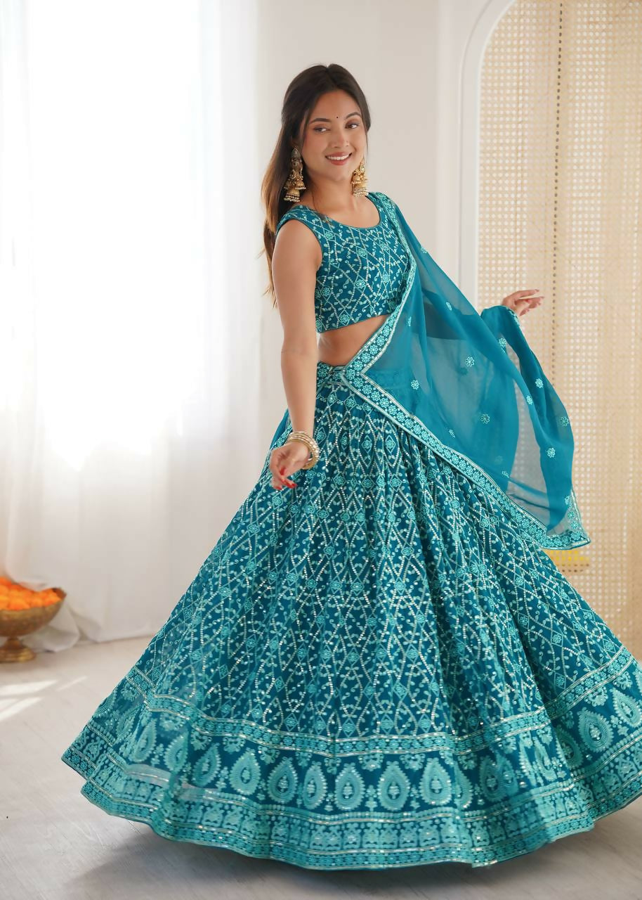 Lehenga Mart Designer Indian Wedding Lehenga Choli-Blue