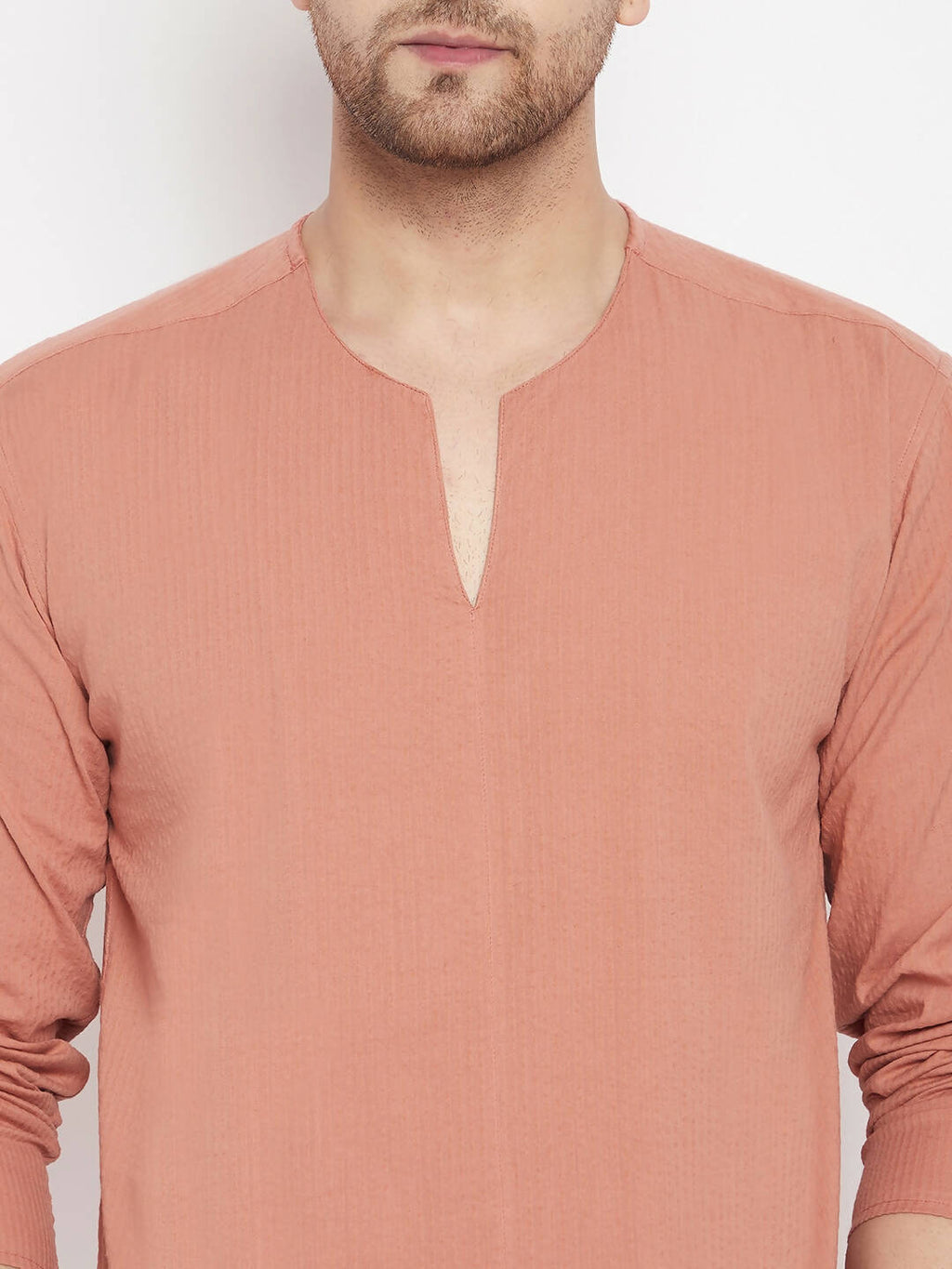 Even Apparels Brown Pure Cotton Men's Kurta With Slit Neckline