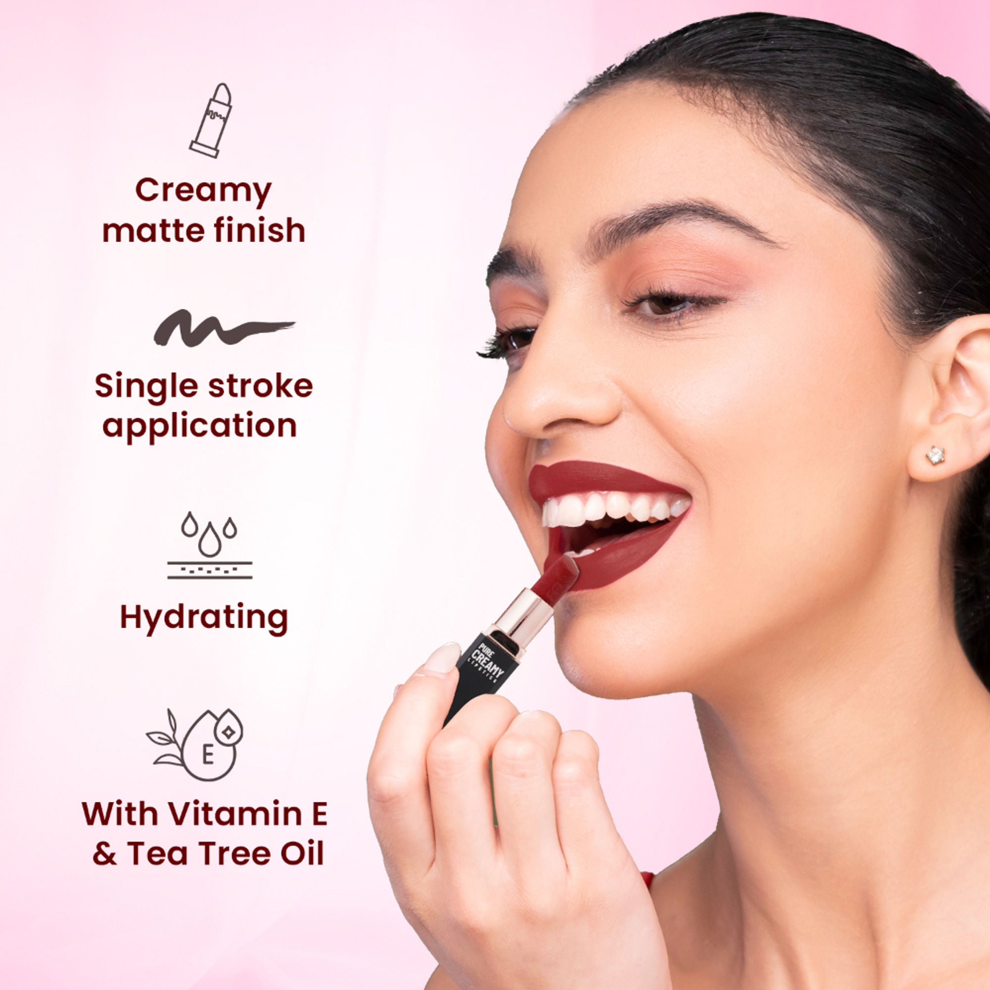 Swiss Beauty Pure Creamy Matte Lipstick - 16 Maroon Merlot