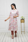 Myshka Women Cotton A-Line Round Neck Multi Floral Kurtas
