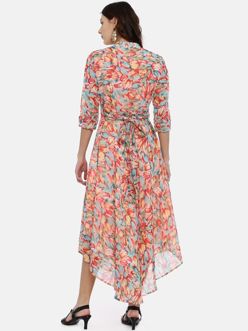 Souchii Multicoloured Floral Print Fit & Flare Asymmetric Dress