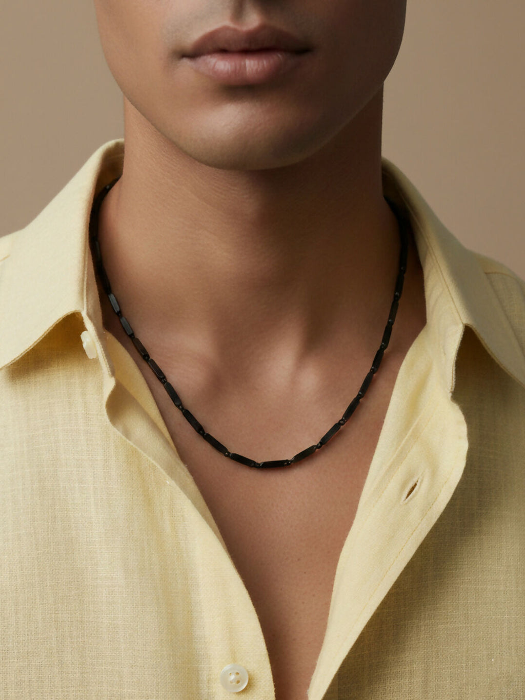 NVR Men's Black Toned Silver plated chain