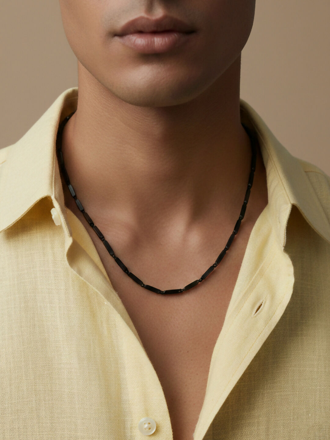 NVR Men's Black Toned Silver plated chain