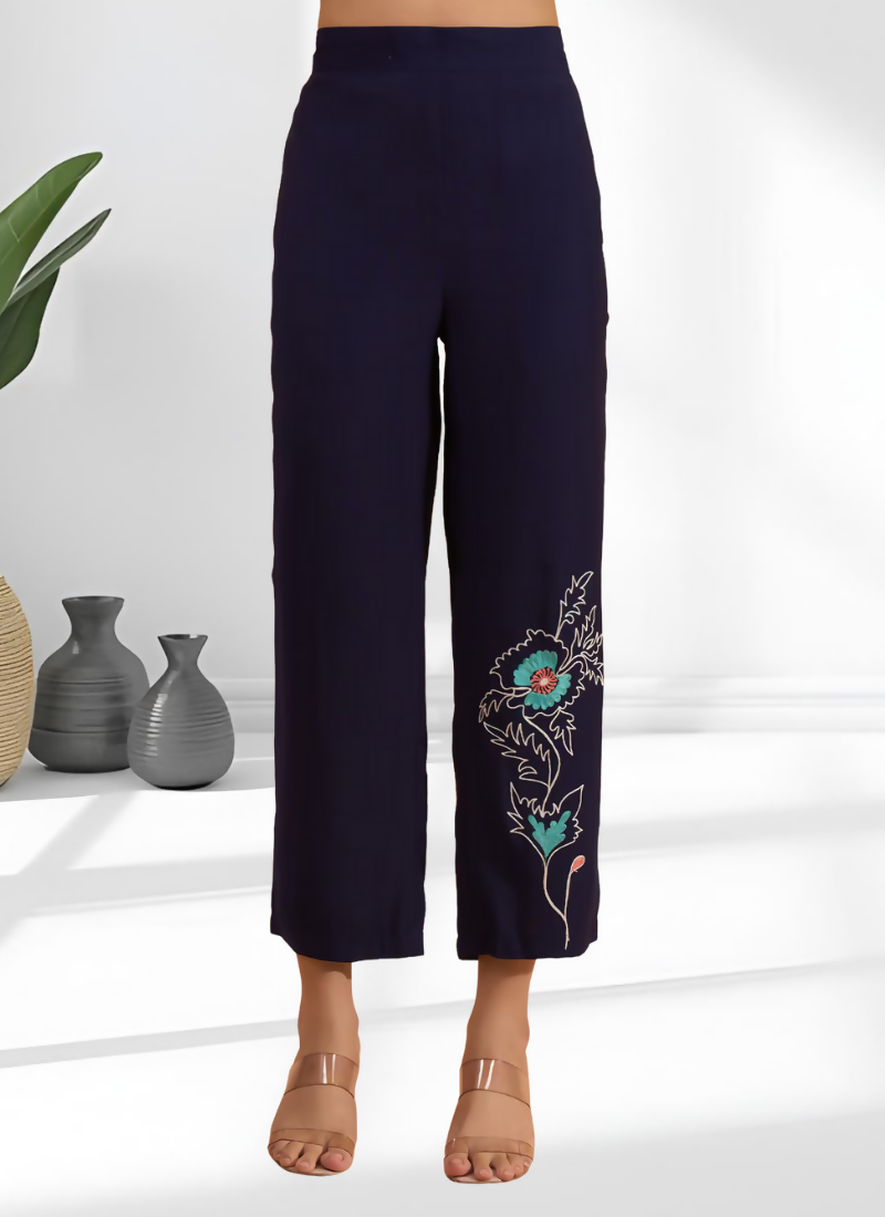 Joban Fashion Navy Blue Silk Embroidered Readymade Cord Set