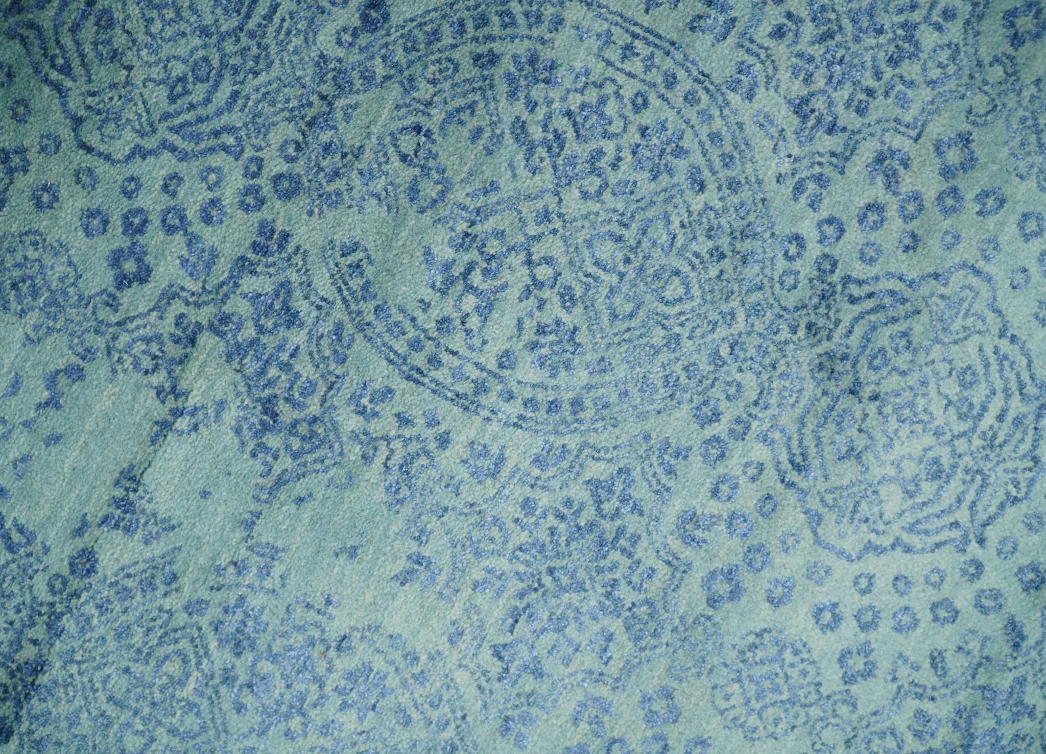 9x12 Fine Hand Knotted Blue and Teal Traditional Vintage Persian Style Antique Wool Rug | AGR33