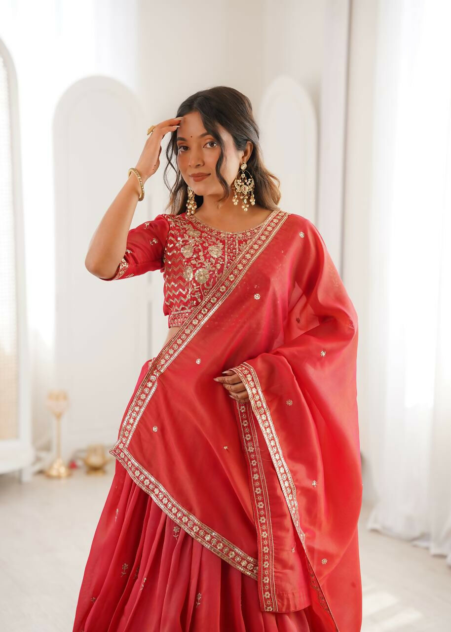 Lehenga Mart Designer Indian Wedding Lehenga Choli-Orange