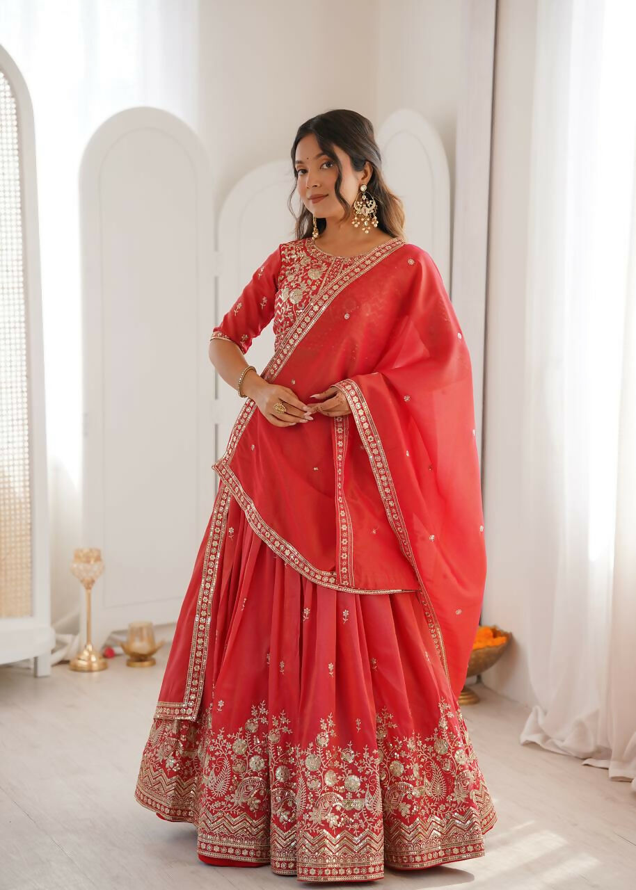 Lehenga Mart Designer Indian Wedding Lehenga Choli-Orange