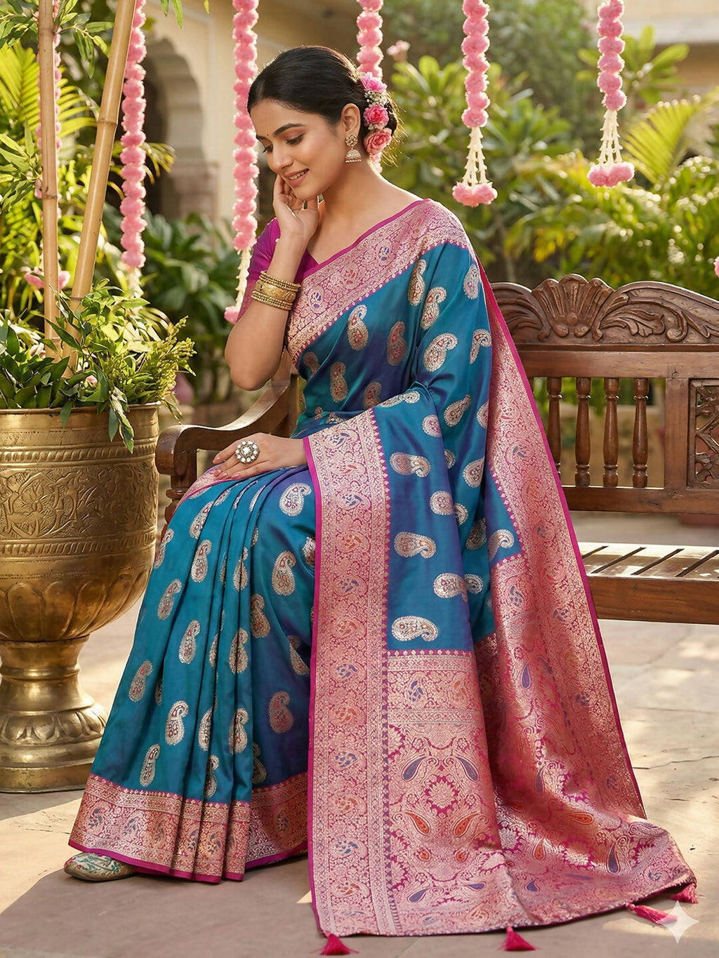 Shree Shyam Fashion Sky Blue Silk Blend Saree