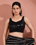 Amodini Designer Studio Women's Black Sequined Blouse
