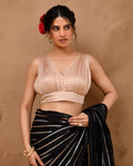 Amodini Designer Studio Women's Rose Gold V neck Wrinkled sleeveless blouse