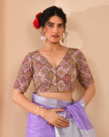 Amodini Designer Studio Women's Lavender Geometric Pattern Embroidered Blouse