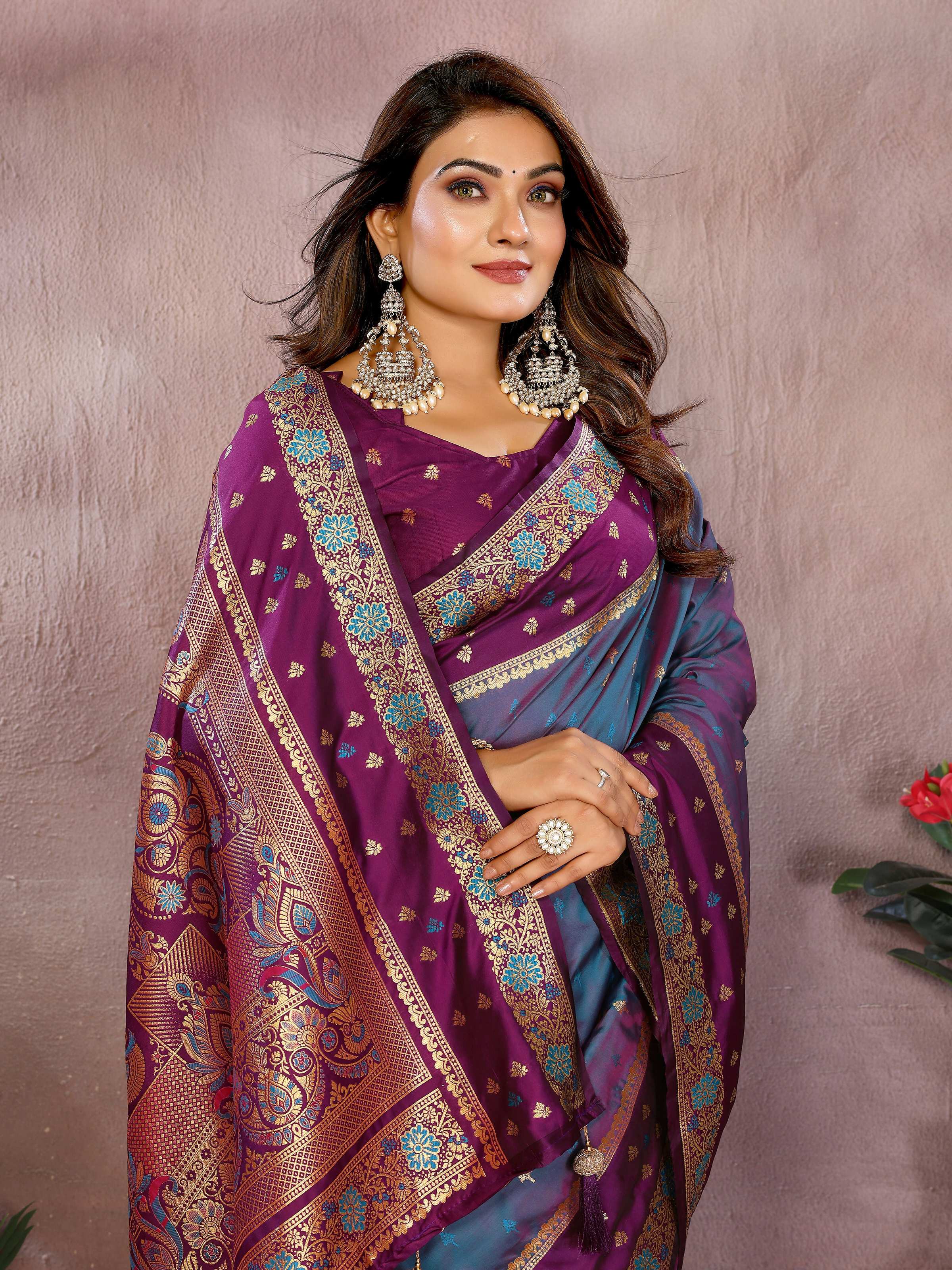 Aastha Fashion Grey Kalamkari Silk Zari Woven Saree