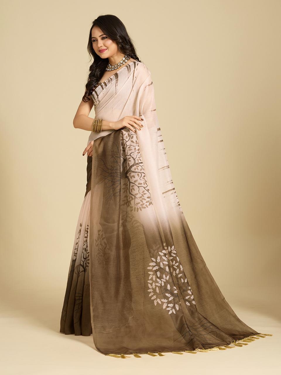Aastha Fashion Multi Chanderi Cotton Silk Printed Saree