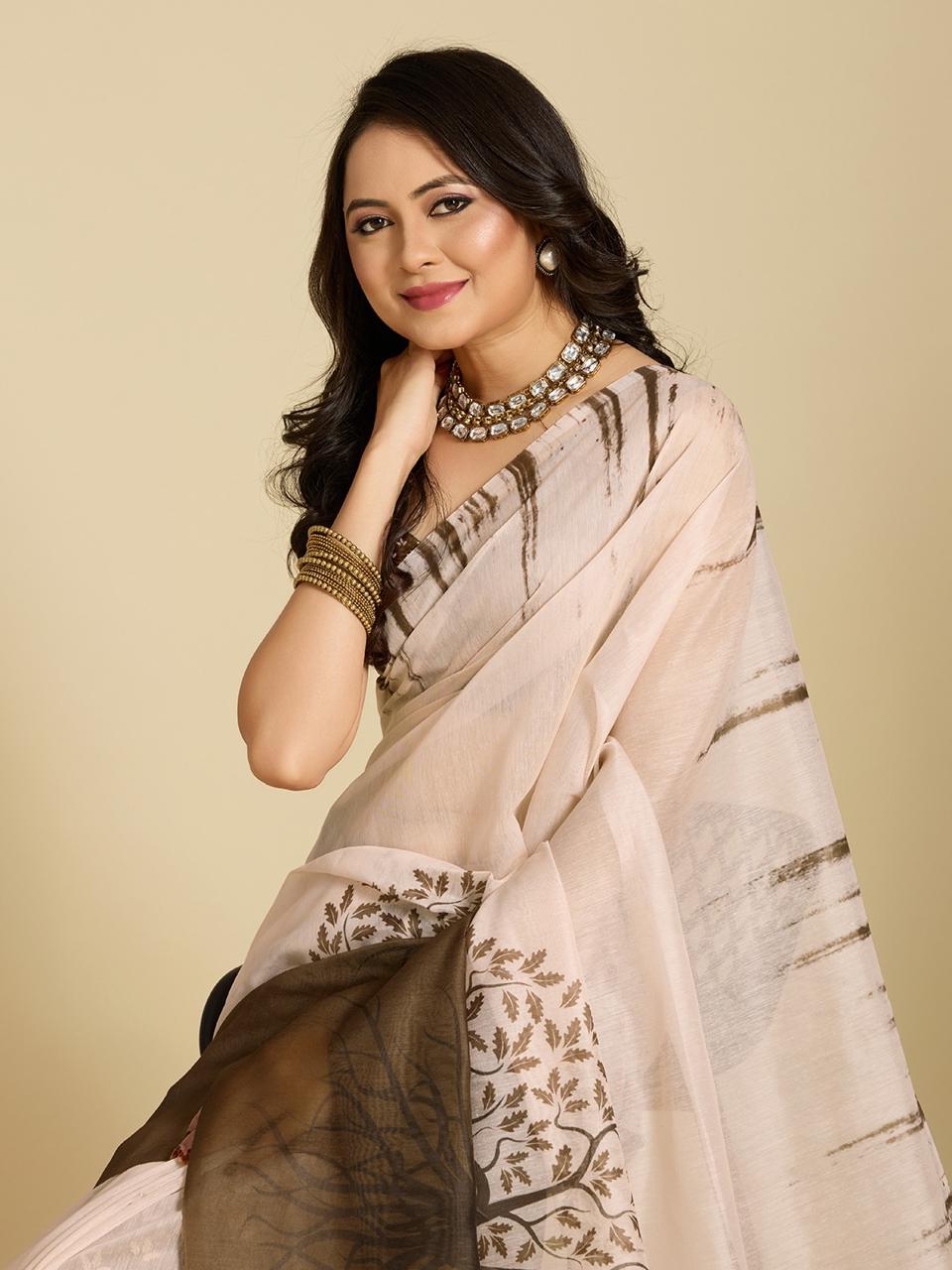 Aastha Fashion Multi Chanderi Cotton Silk Printed Saree