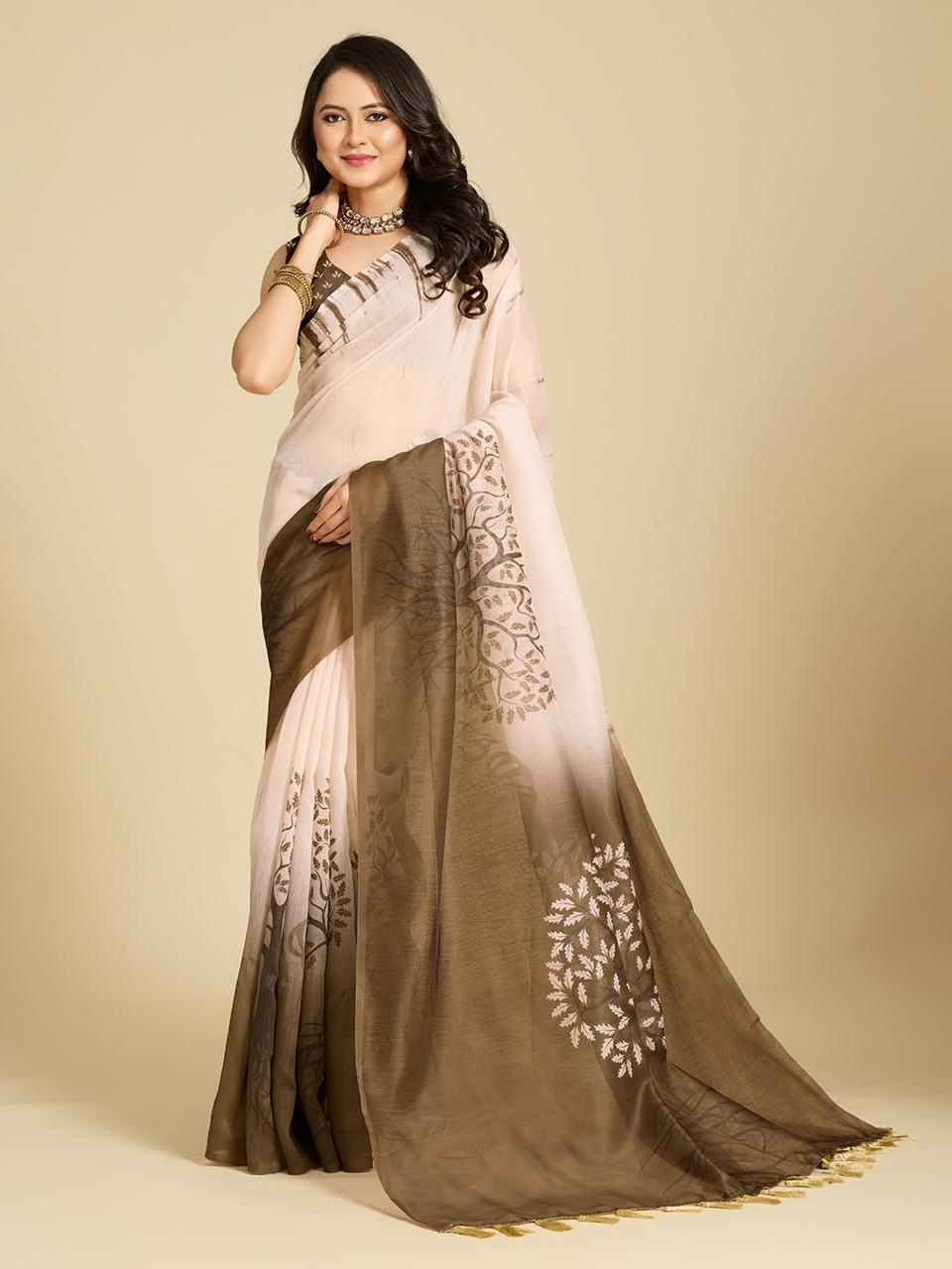 Aastha Fashion Multi Chanderi Cotton Silk Printed Saree